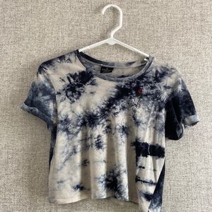 Empyre Yohanna Skeleton Rose Black Tie Dye Crop T-Shirt size Small
